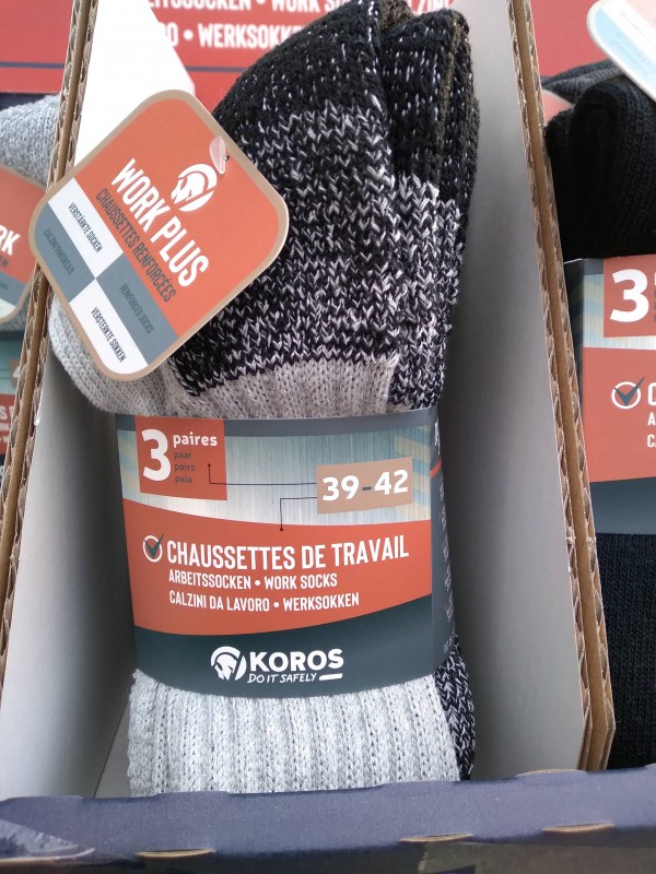 Les chaussettes de travail à la vente